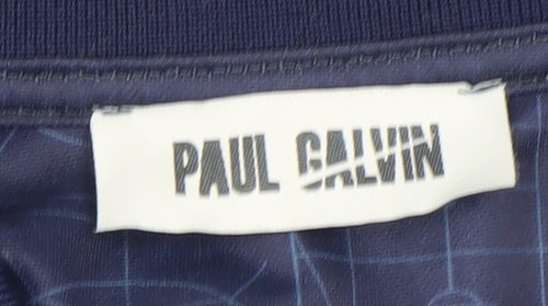 Paul Galvin Mens Blue Geometric Polo Shirt Large 105cm Chest