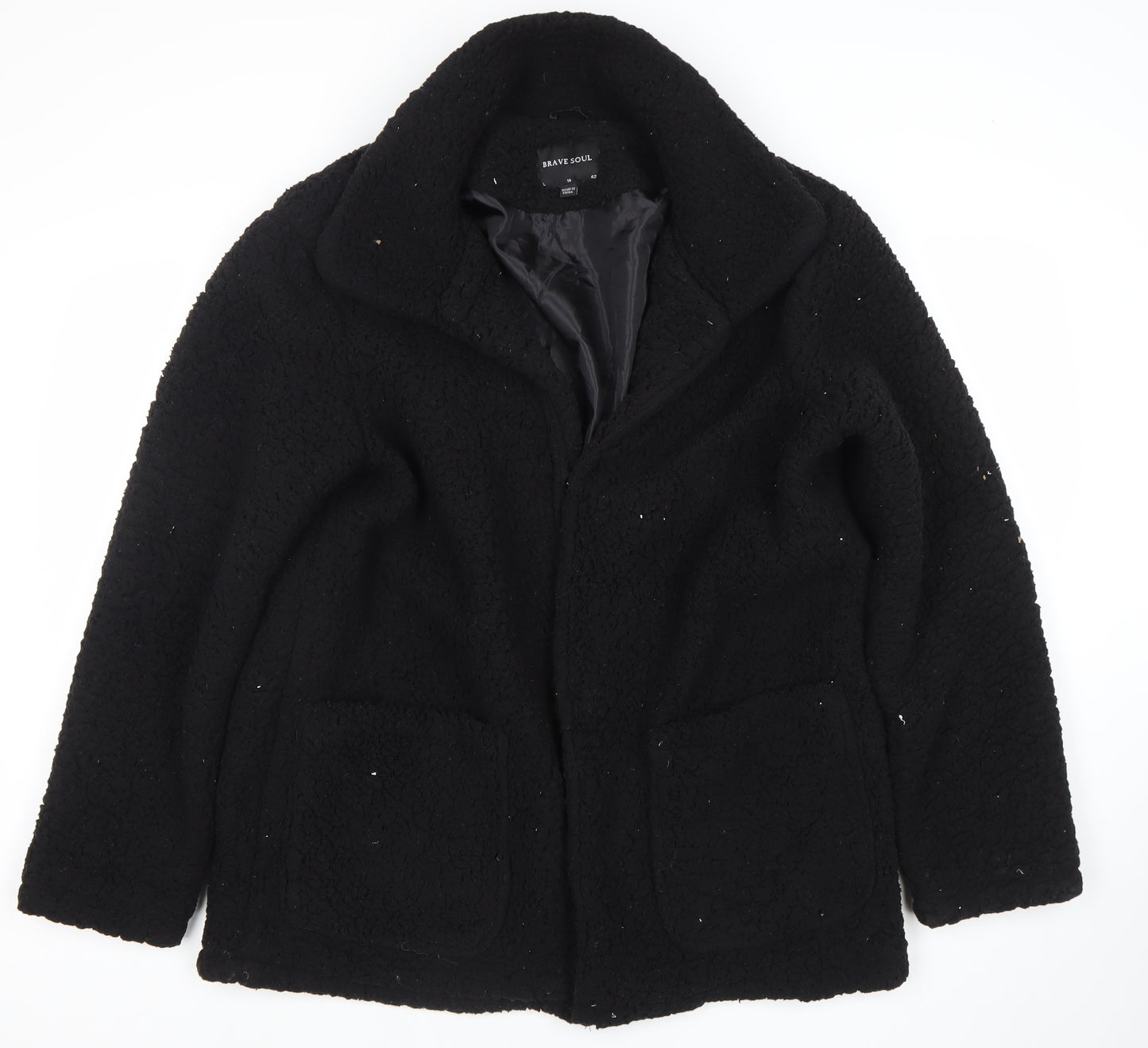 Brave Soul Women’s Black Fleece Lined Mid-Length Coat Size 14