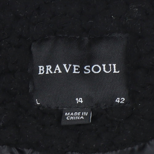 Brave Soul Women’s Black Fleece Lined Mid-Length Coat Size 14
