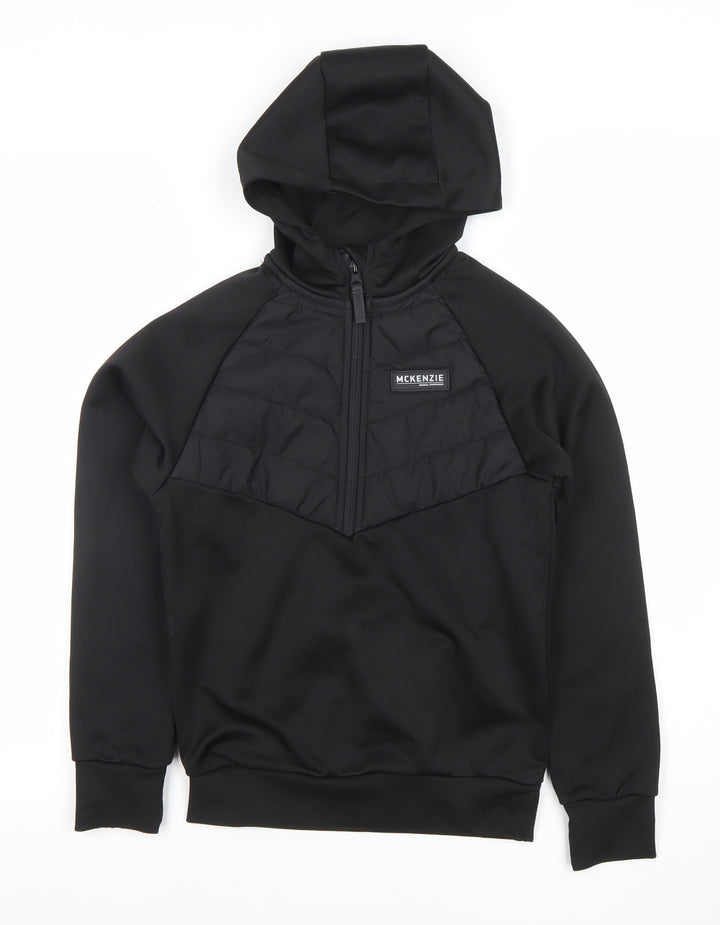 McKenzie Boys Black 8-10 Years 1/2 Zip Hooded Pullover Sweatshirt