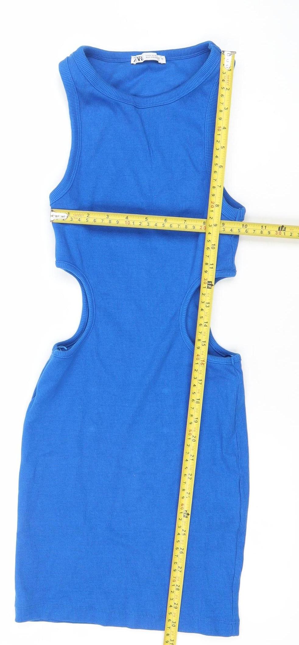 ZARA Women’s Blue Sleeveless Bodycon Knit Dress Size S