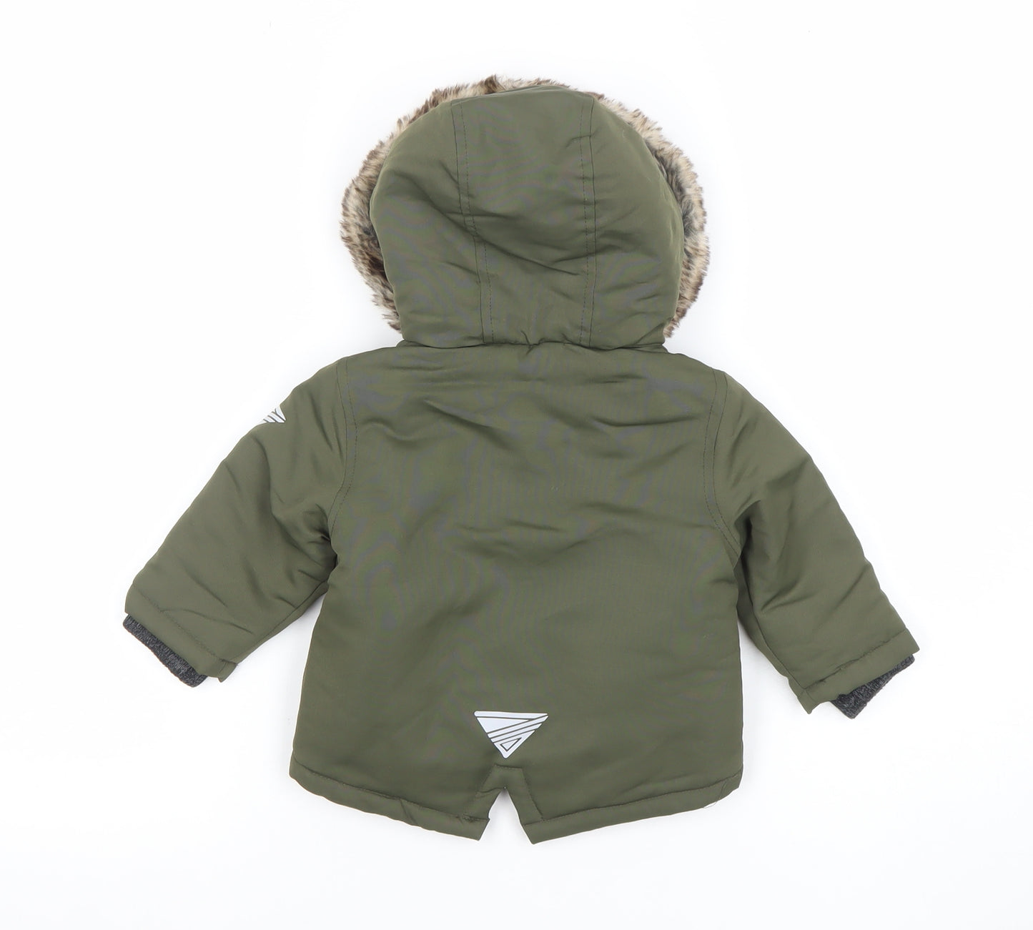 Primark Unisex Baby Green Faux Fur Hooded Parka Coat 3–6 Months Winter Jacket