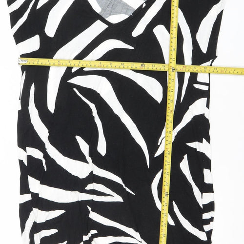 Marks and Spencer Women’s Black Zebra Print Cotton Shift Dress Size 12