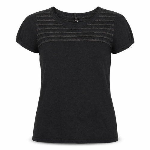 Topshop Women's Black Short Sleeve Scoop Neck Cotton Blend T-Shirt Size 10