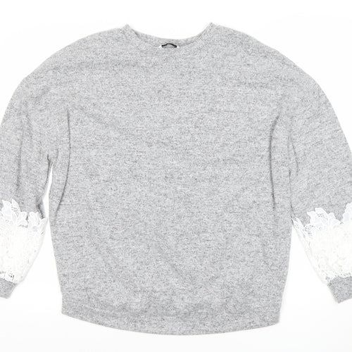 Dorothy Perkins Women’s Grey Long Sleeve Lace Pullover Jumper Size 12