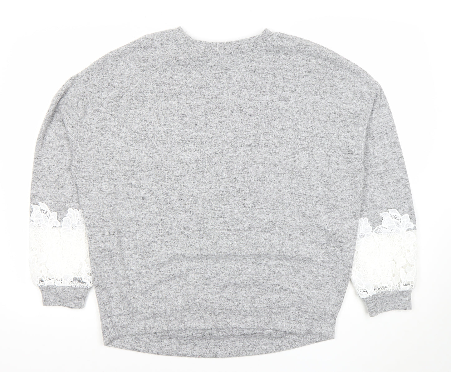 Dorothy Perkins Women’s Grey Long Sleeve Lace Pullover Jumper Size 12