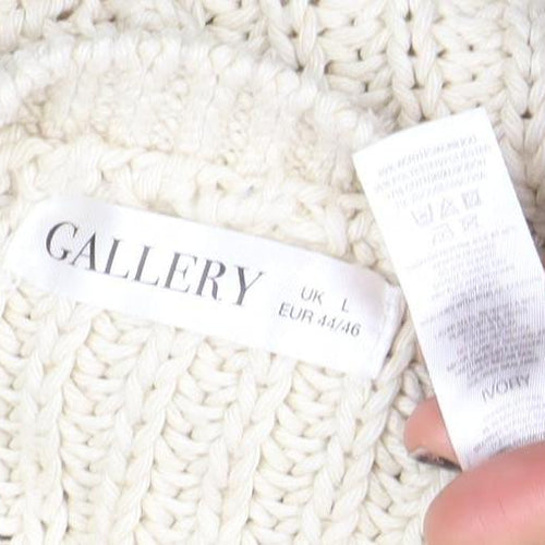 Gallery Women Ivory Chunky Knit Sleeveless Cardigan L