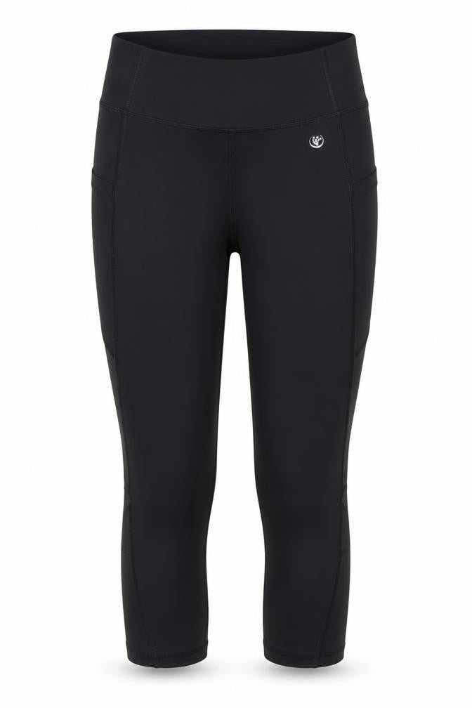 Front view of Dunnes Women's Black Capri Leggings, size S, Activewear