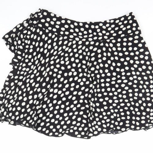 Savida Women’s Black Polka Dot Wrap Ruffle Skirt Size 12