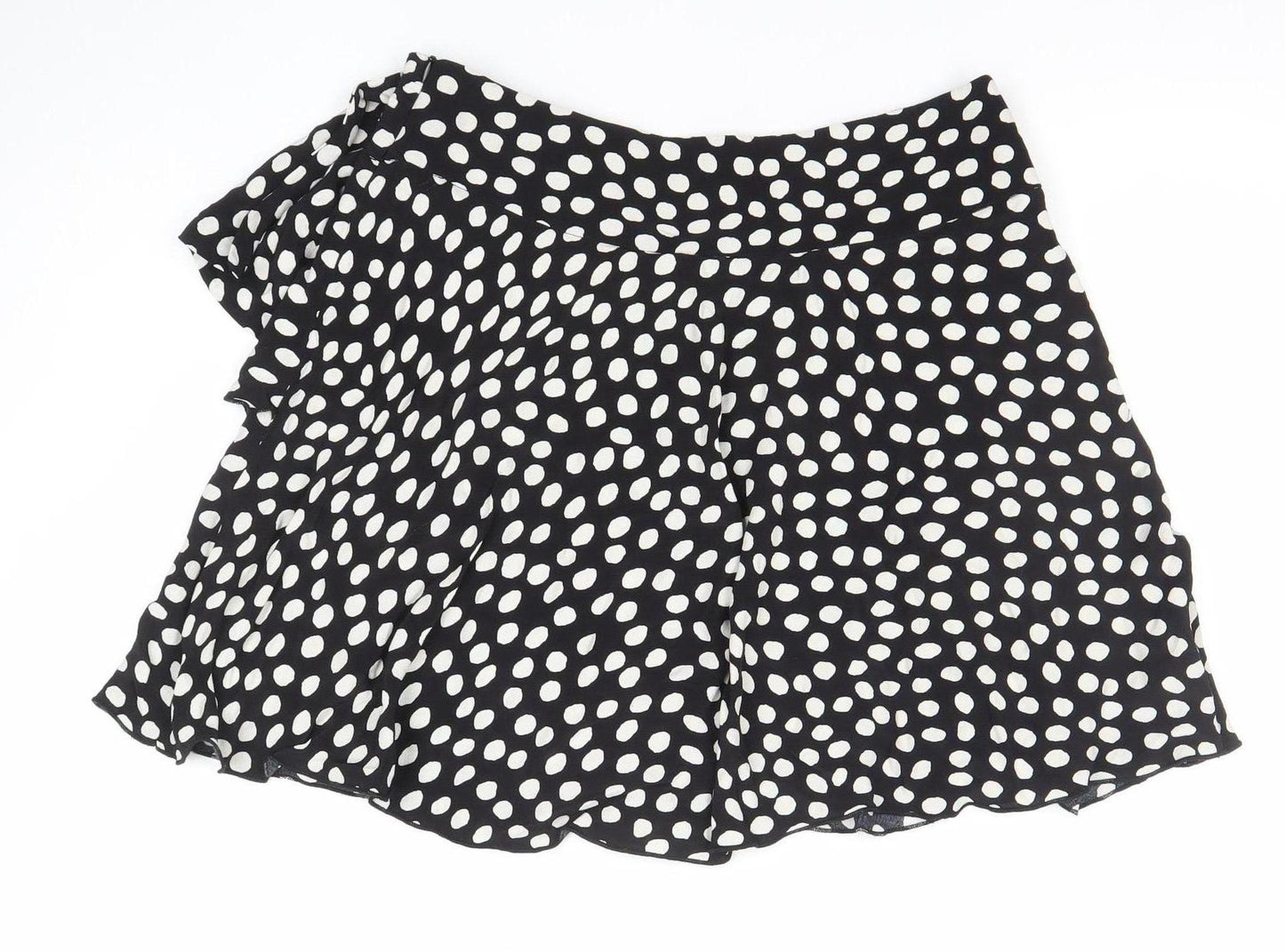 Savida Women’s Black Polka Dot Wrap Ruffle Skirt Size 12