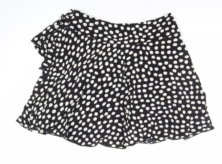 Savida Women’s Black Polka Dot Wrap Ruffle Skirt Size 12