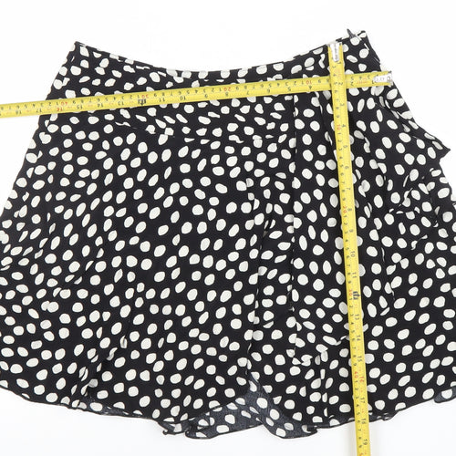 Savida Women’s Black Polka Dot Wrap Ruffle Skirt Size 12