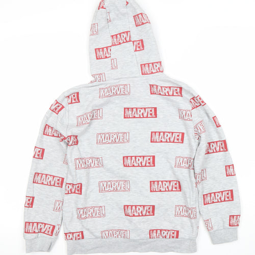 Marvel Boys Grey Hoodie 9-10 Years Pullover Graphic Print Hooded Sweatshirt