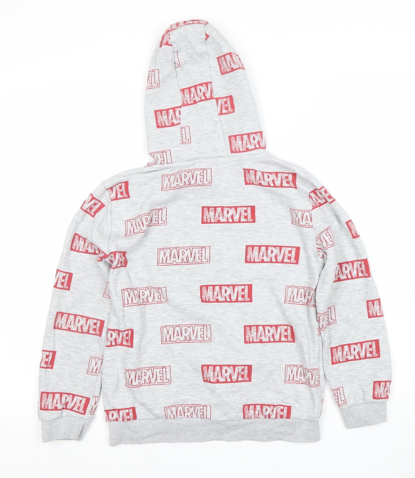 Marvel Boys Grey Hoodie 9-10 Years Pullover Graphic Print Hooded Sweatshirt