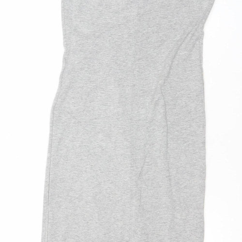 Bershka Women’s Grey Sleeveless Bodycon Knit Dress Size M