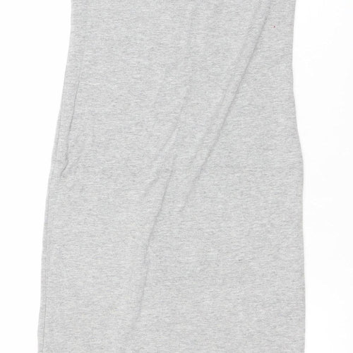 Bershka Women’s Grey Sleeveless Bodycon Knit Dress Size M