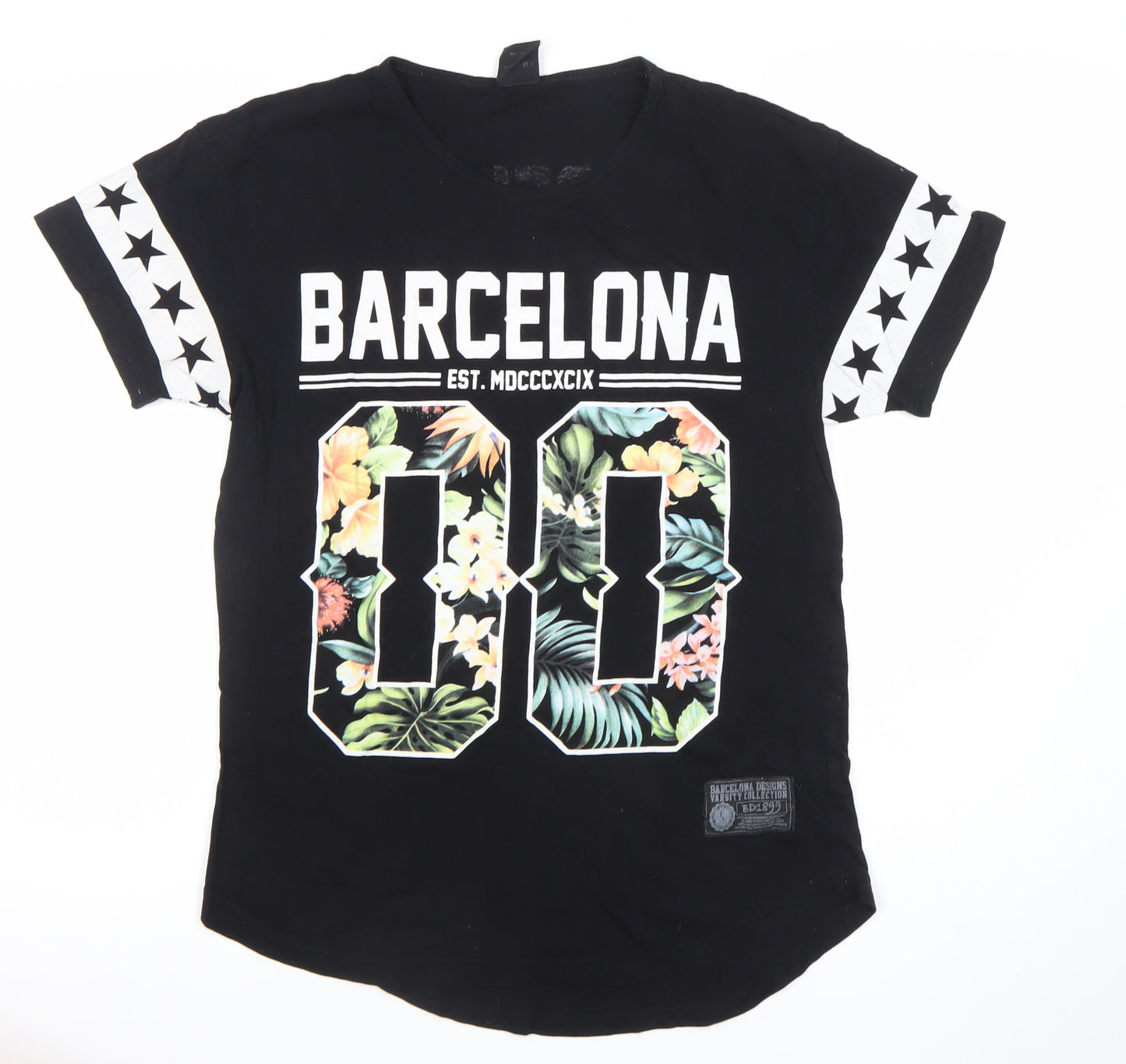 Barcelona Designs Men's Black Floral Graphic City T-Shirt Size S