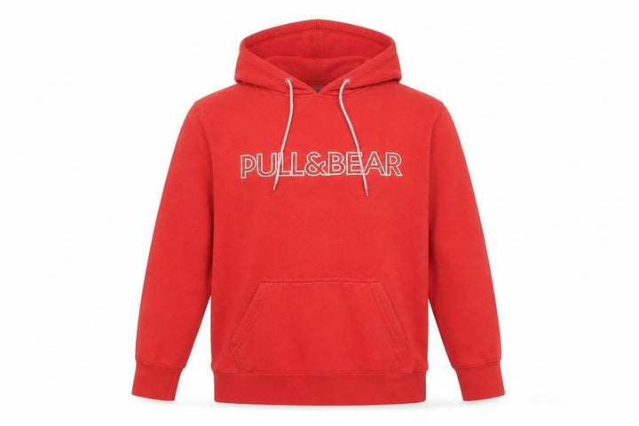 Pull&Bear Women Red Pullover Hoodie Small Cotton Blend Logo Style