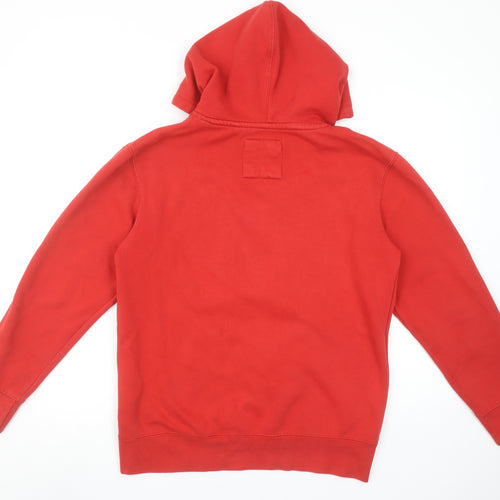 Pull & Bear Women Red Pullover Hoodie Small Cotton Blend Logo Style