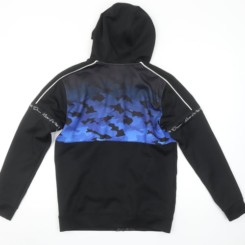 KWD Boys Black Blue Camouflage Full Zip Hoodie 14-15 Years Polyester Blend