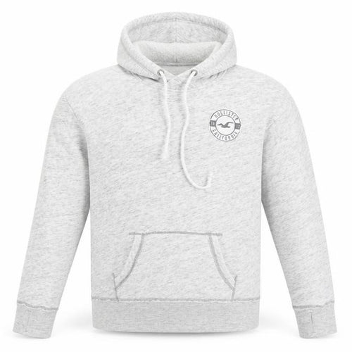 Hollister Men’s Grey Pullover Hoodie L Logo Fleece Casual