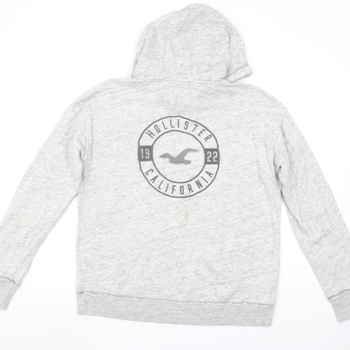 Hollister Men’s Grey Pullover Hoodie L Logo Fleece Casual