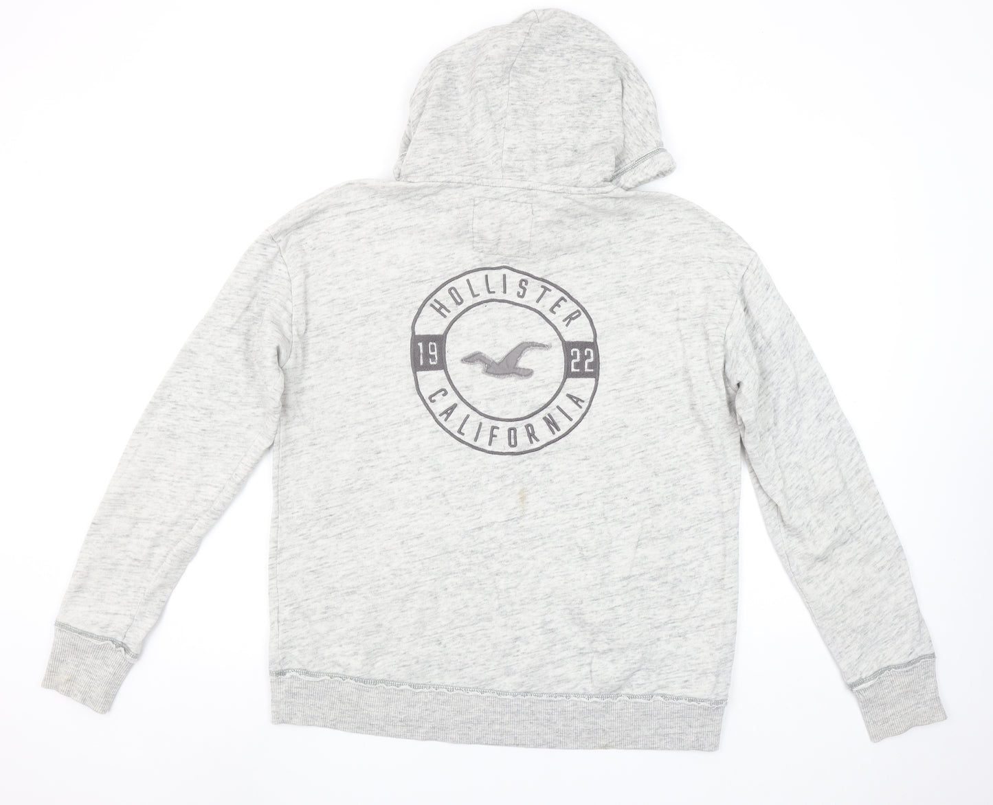 Hollister Men’s Grey Pullover Hoodie L Logo Fleece Casual