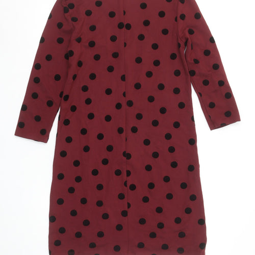 Lands' End Women's Red Polka Dot Shift Dress UK 10 Petite 3/4 Sleeve