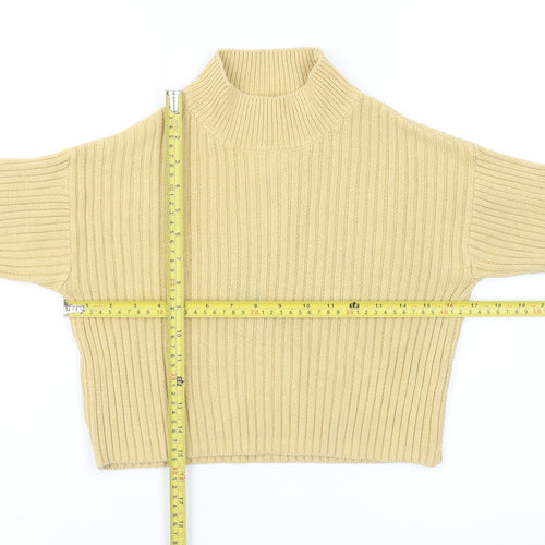 Zara Girls Beige Ribbed Mock Neck Wool Blend Jumper Size 11-12 Years