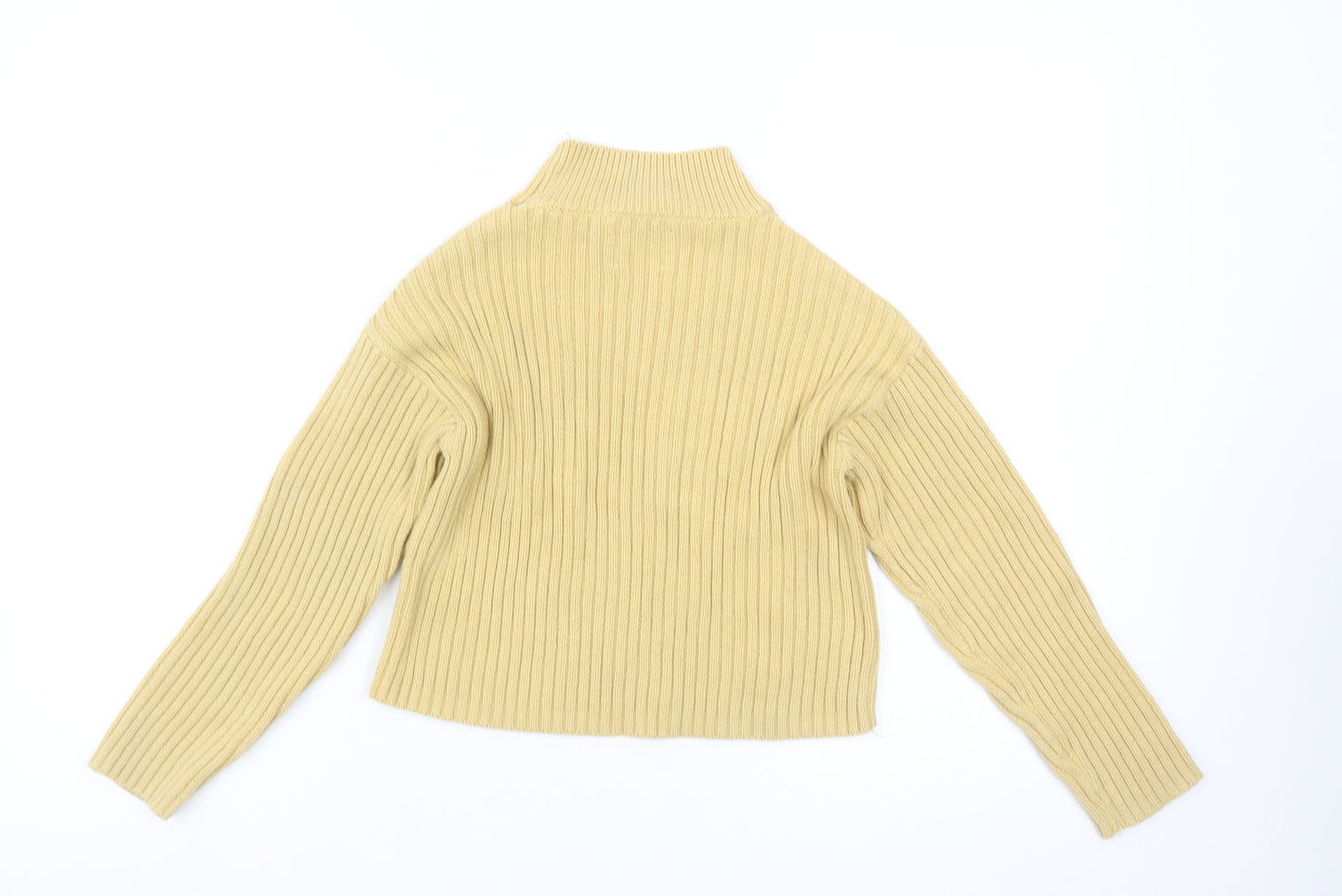 Zara Girls Beige Ribbed Mock Neck Wool Blend Jumper Size 11-12 Years