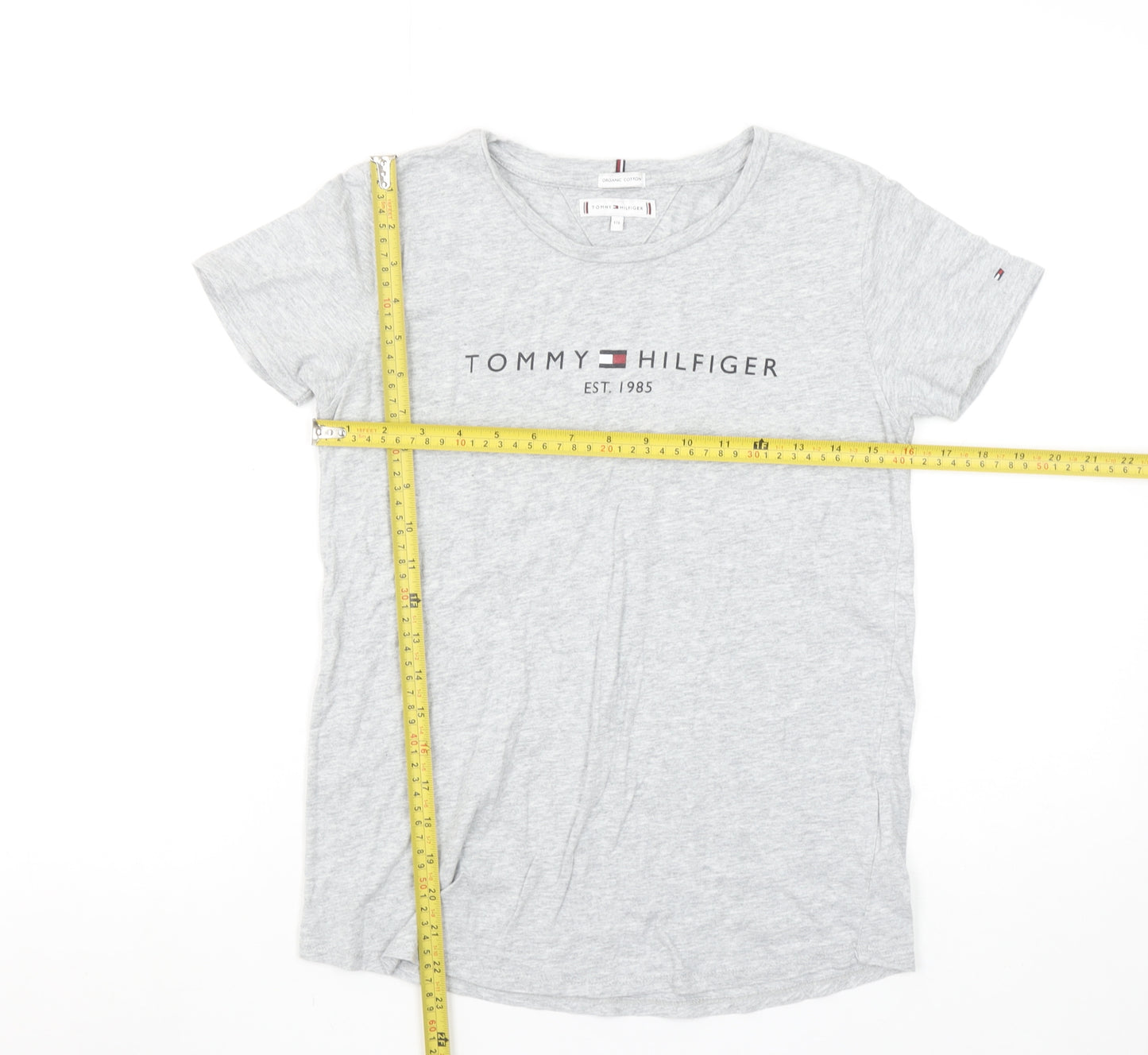 Tommy Hilfiger Men's Grey Organic Cotton Logo T-Shirt L