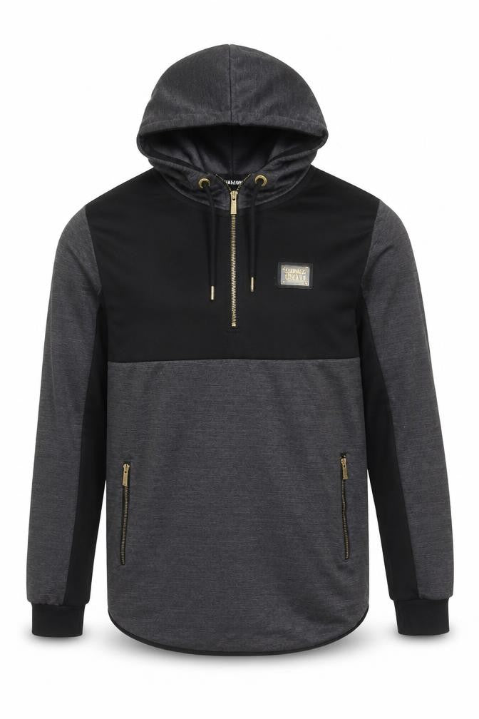 Front view of Supply & Demand Men’s Grey Half Zip Hoodie, size M, Regular Fit
