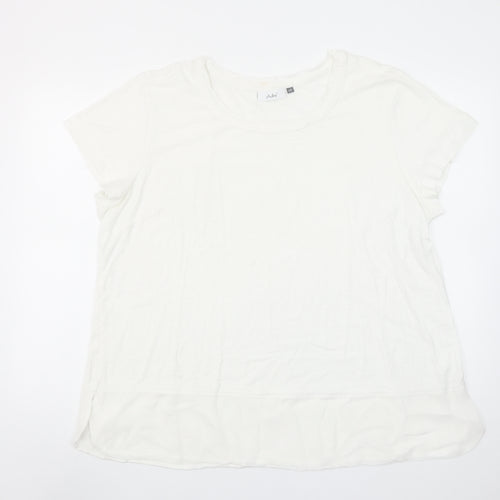 Adini Women’s White Cotton Viscose Short Sleeve Basic T-Shirt L