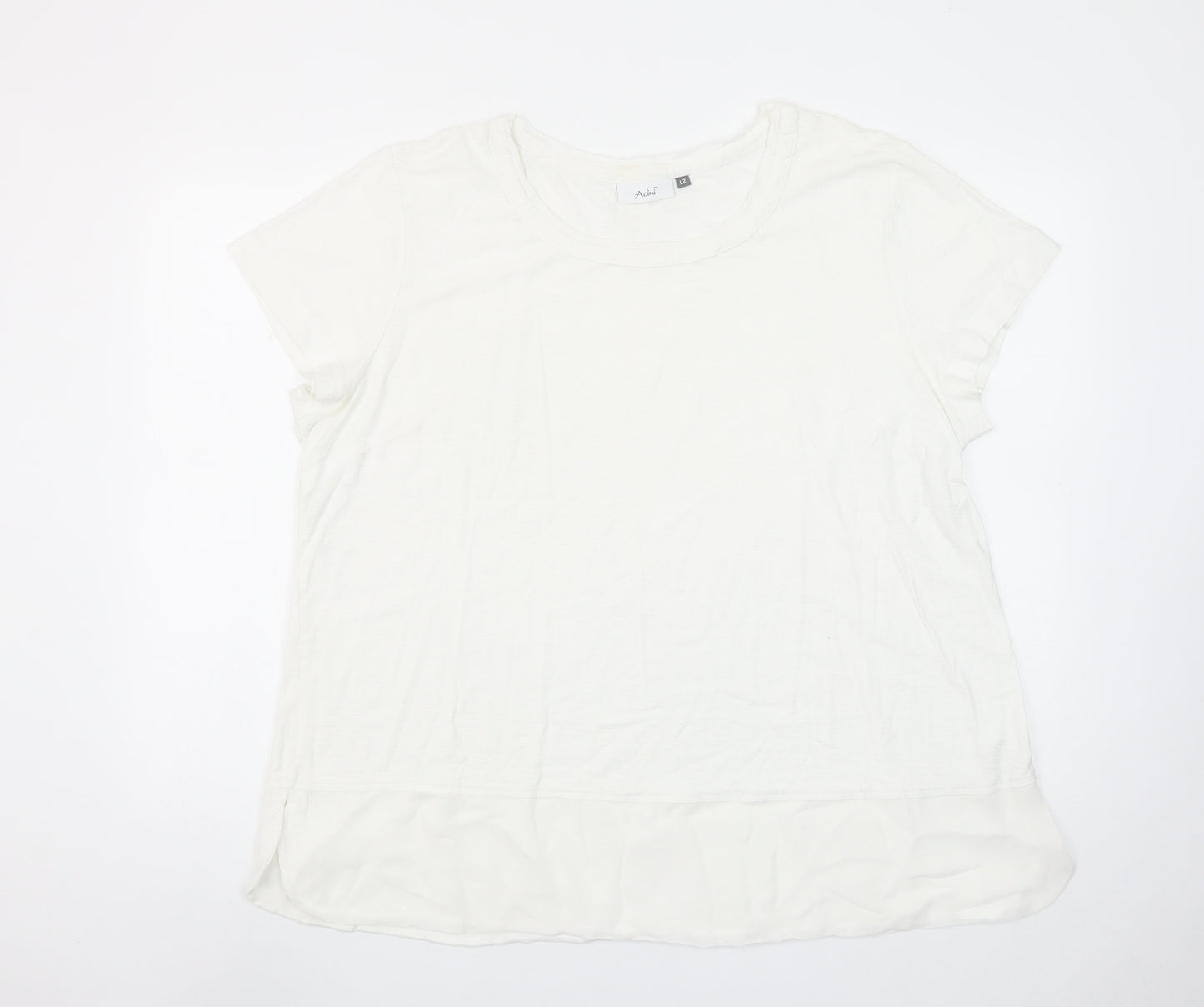 Adini Women’s White Cotton Viscose Short Sleeve Basic T-Shirt L