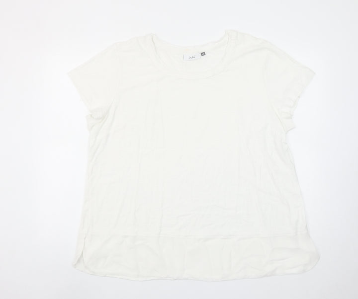 Adini Women’s White Cotton Viscose Short Sleeve Basic T-Shirt L