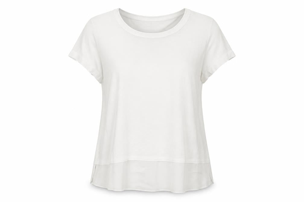 Front view of Adini Women’s White Cotton Viscose Short Sleeve Basic T-Shirt L