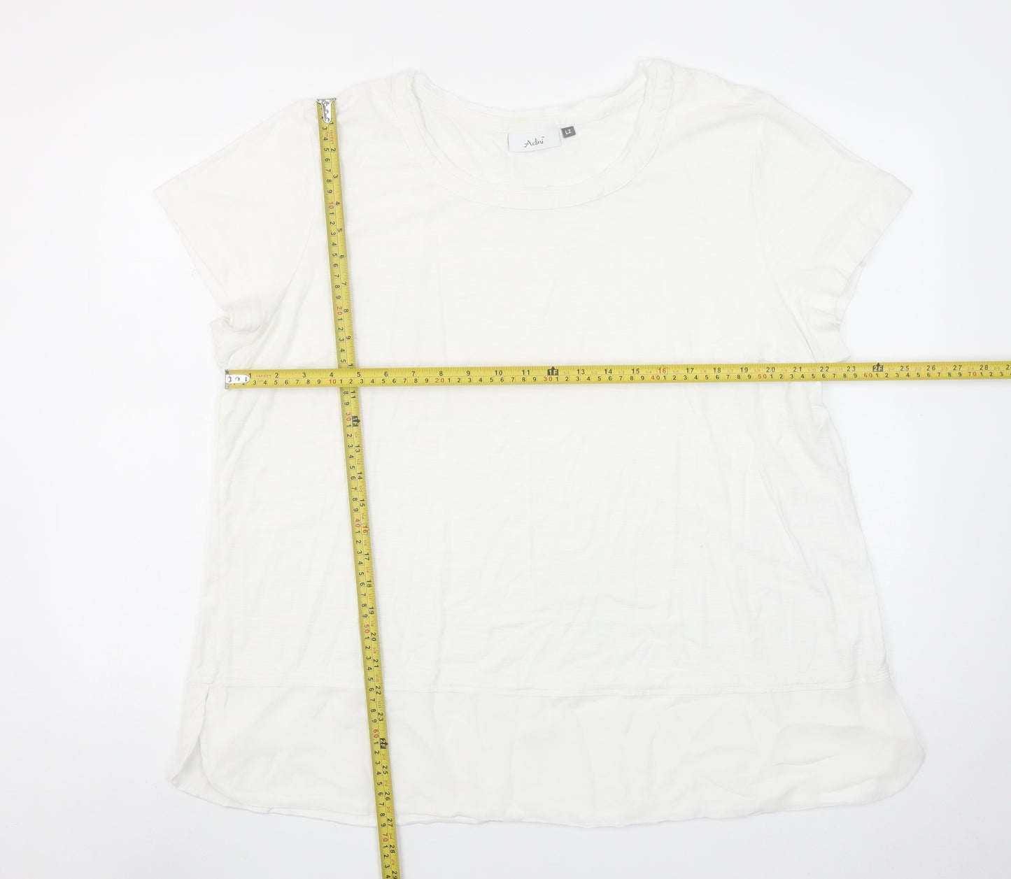 Adini Women’s White Cotton Viscose Short Sleeve Basic T-Shirt L