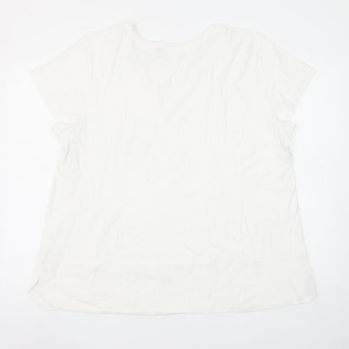 Adini Women’s White Cotton Viscose Short Sleeve Basic T-Shirt L