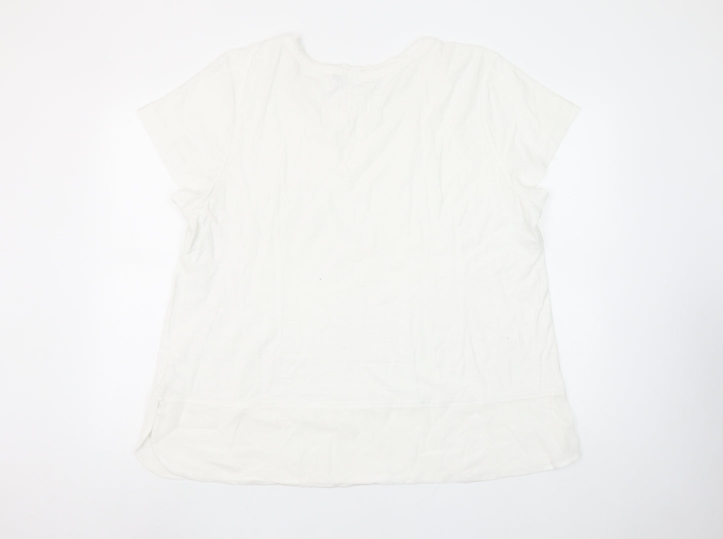 Adini Women’s White Cotton Viscose Short Sleeve Basic T-Shirt L