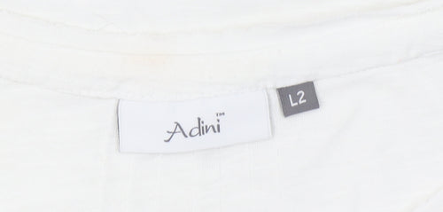 Adini Women’s White Cotton Viscose Short Sleeve Basic T-Shirt L