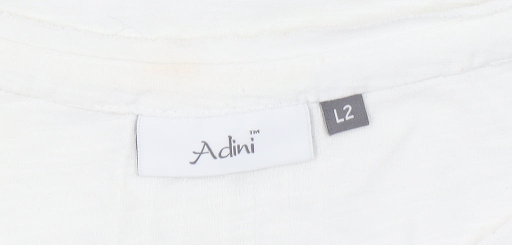 Adini Women’s White Cotton Viscose Short Sleeve Basic T-Shirt L