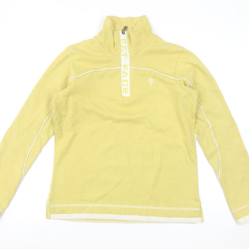 Fat Face Women’s Yellow 1/4 Zip Pullover Sweatshirt Size 10