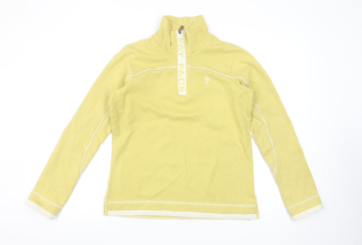 Fat Face Women’s Yellow 1/4 Zip Pullover Sweatshirt Size 10
