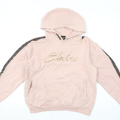 Skechers Girls Pink Pullover Logo Hoodie 12-13 Years Cotton Fleece