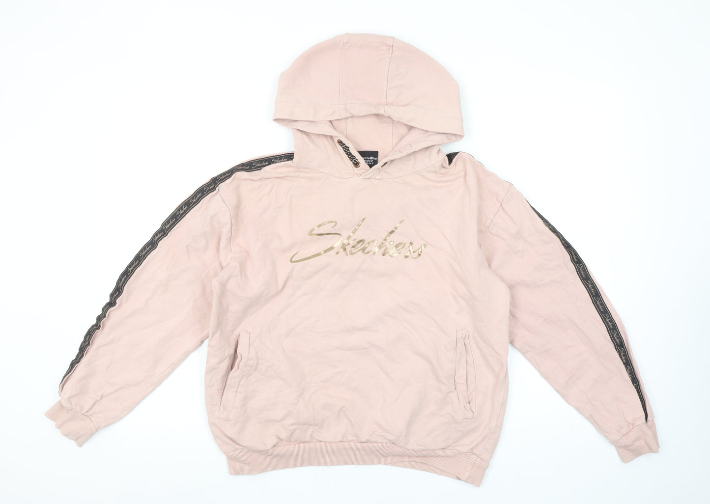 Skechers Girls Pink Pullover Logo Hoodie 12-13 Years Cotton Fleece