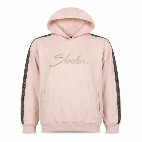 Skechers Girls Pink Pullover Logo Hoodie 12-13 Years Cotton Fleece