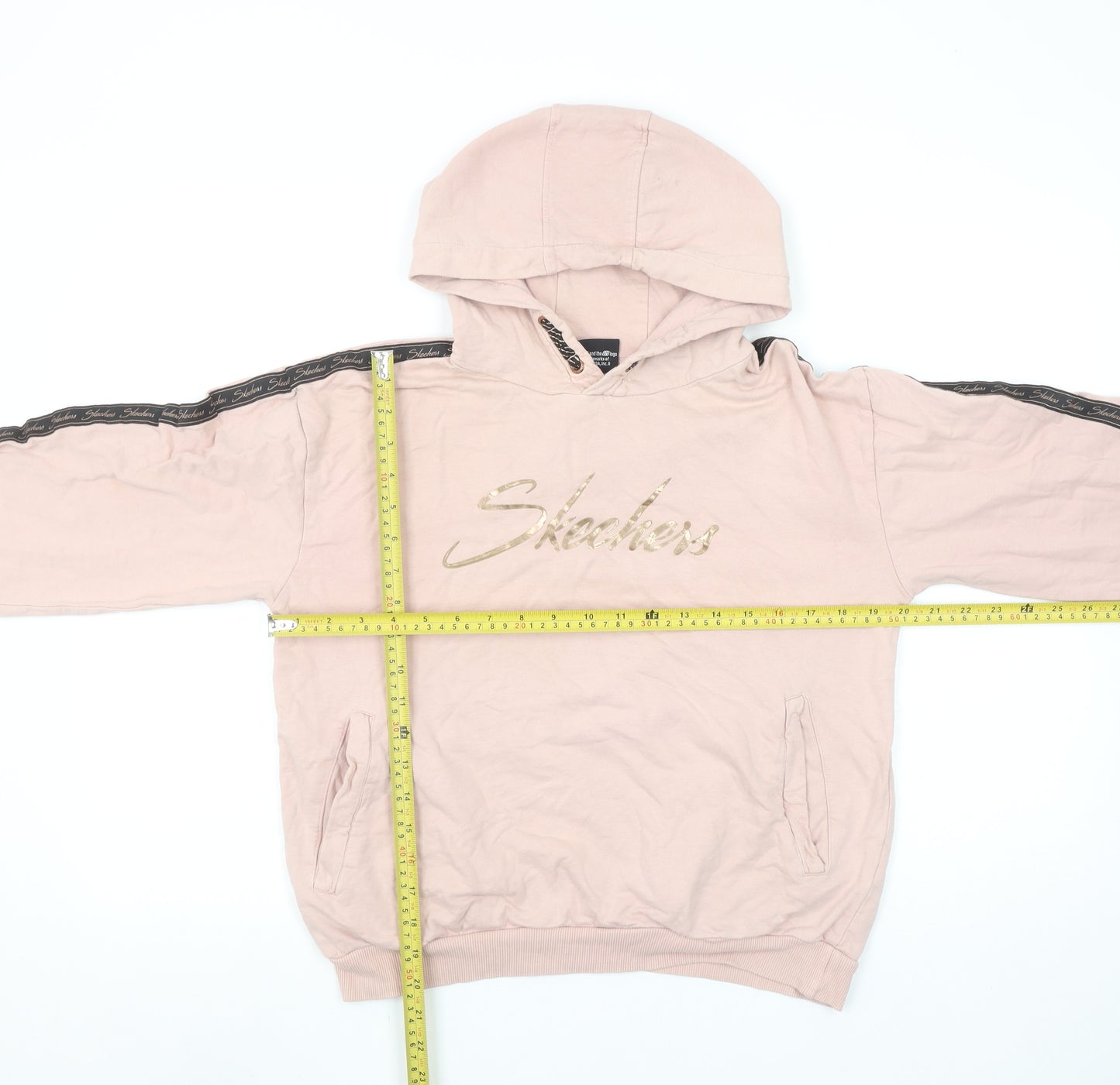 Skechers Girls Pink Pullover Logo Hoodie 12-13 Years Cotton Fleece