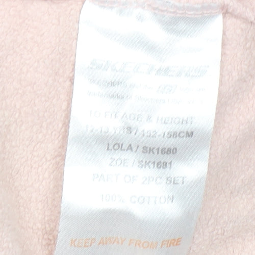 Skechers Girls Pink Pullover Logo Hoodie 12-13 Years Cotton Fleece