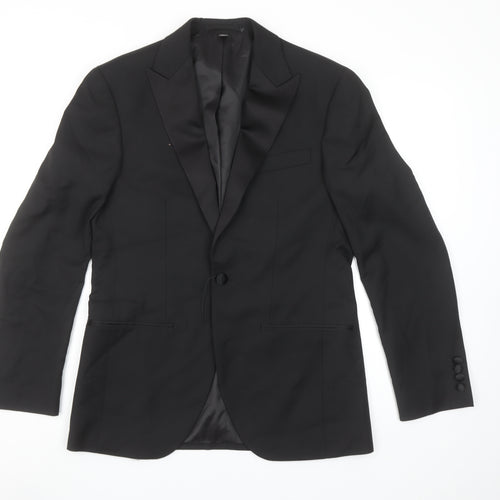 Marks and Spencer Men’s Black Peak Lapel Slim Fit One-Button Suit Jacket 36S