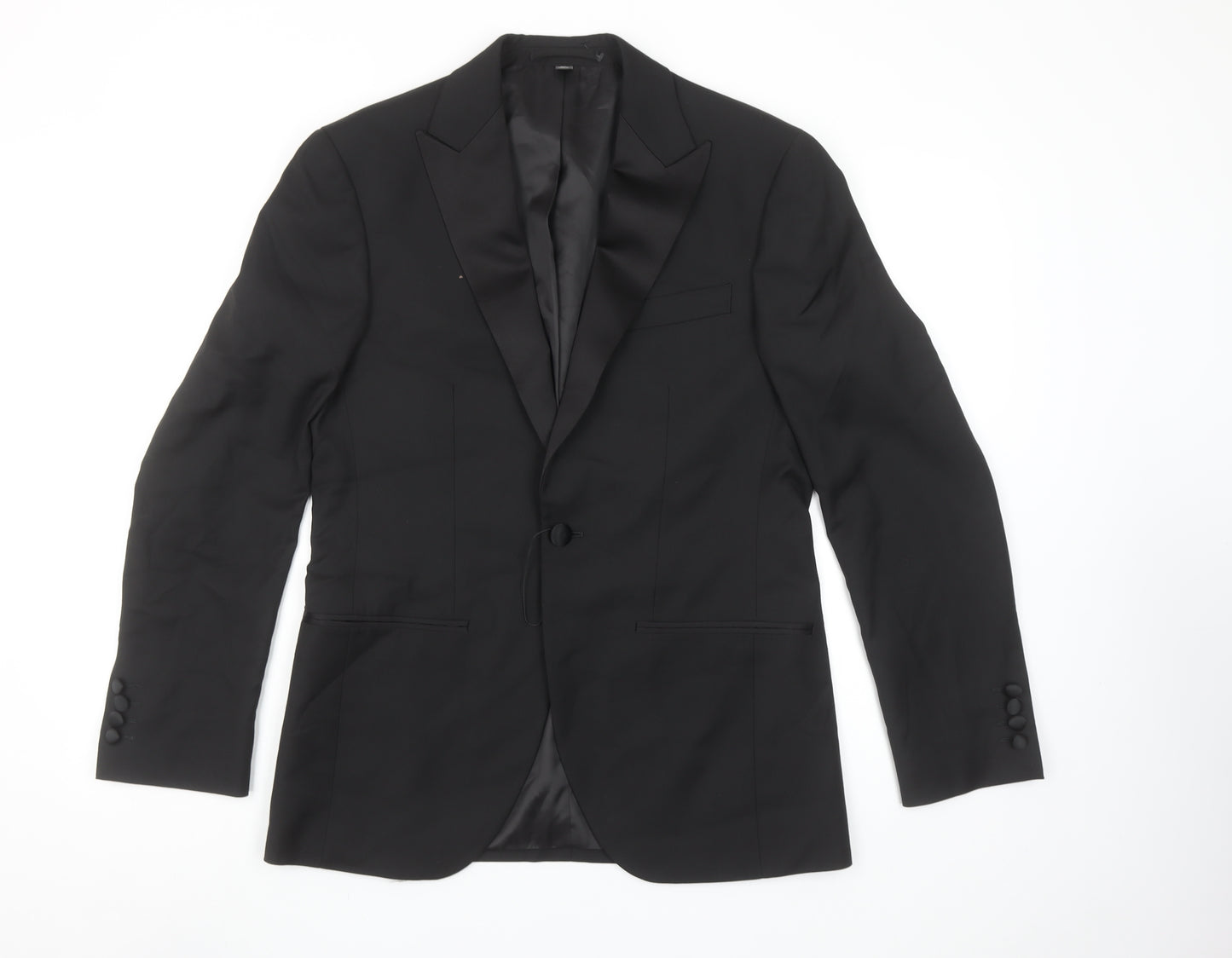 Marks and Spencer Men’s Black Peak Lapel Slim Fit One-Button Suit Jacket 36S